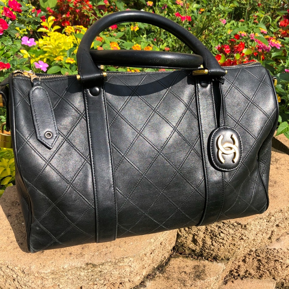 Chanel Vintage Quilted Lambskin Boston Bag - Picture 1 of 8